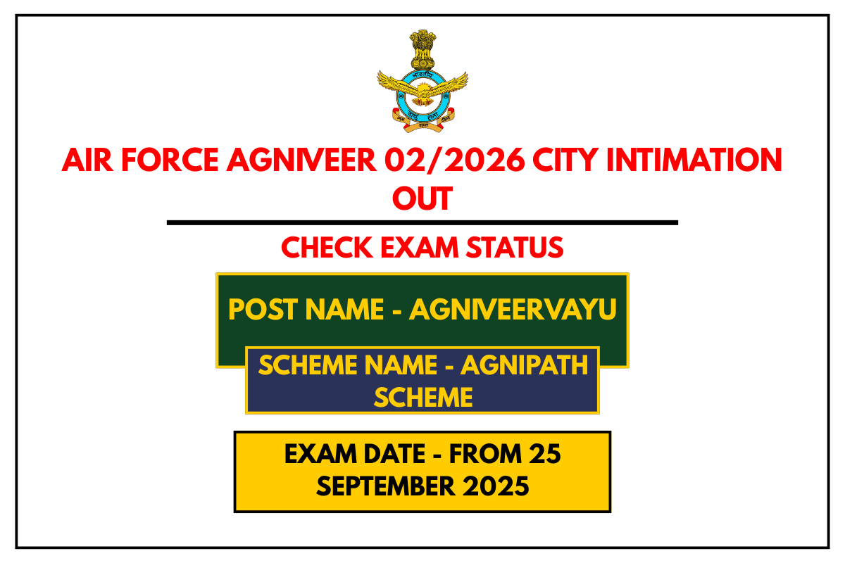 Air Force Agniveer 022026 City Intimation Out Check Exam Status