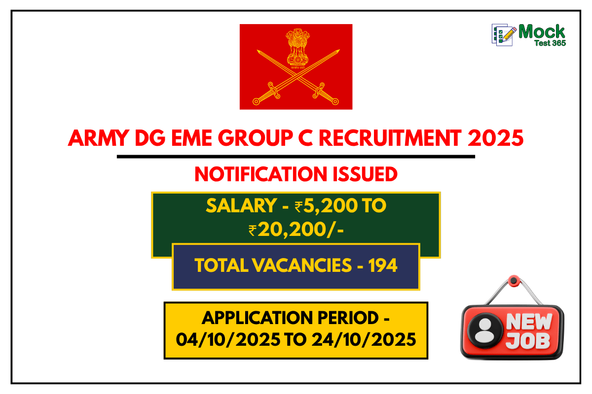 Army DG EME Group C Recruitment 2025 – Apply Online for 194 Posts