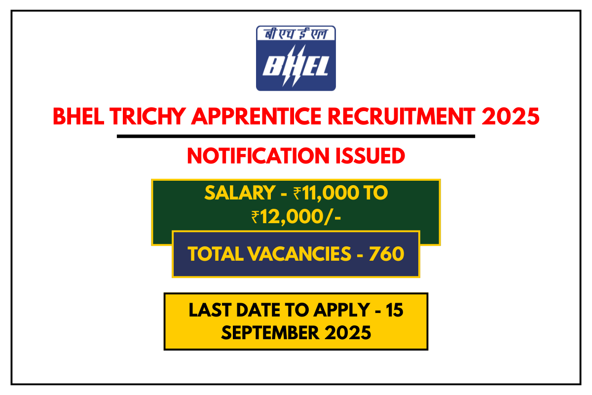 BHEL Trichy Apprentice Recruitment 2025 Apply for 760 Vacancies