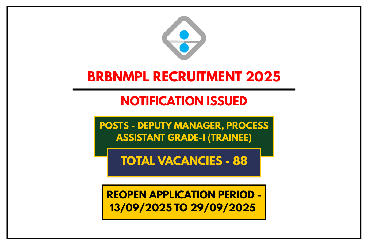 BRBNMPL Recruitment 2025 Apply Online for Deputy Manager & Process Assistant Posts
