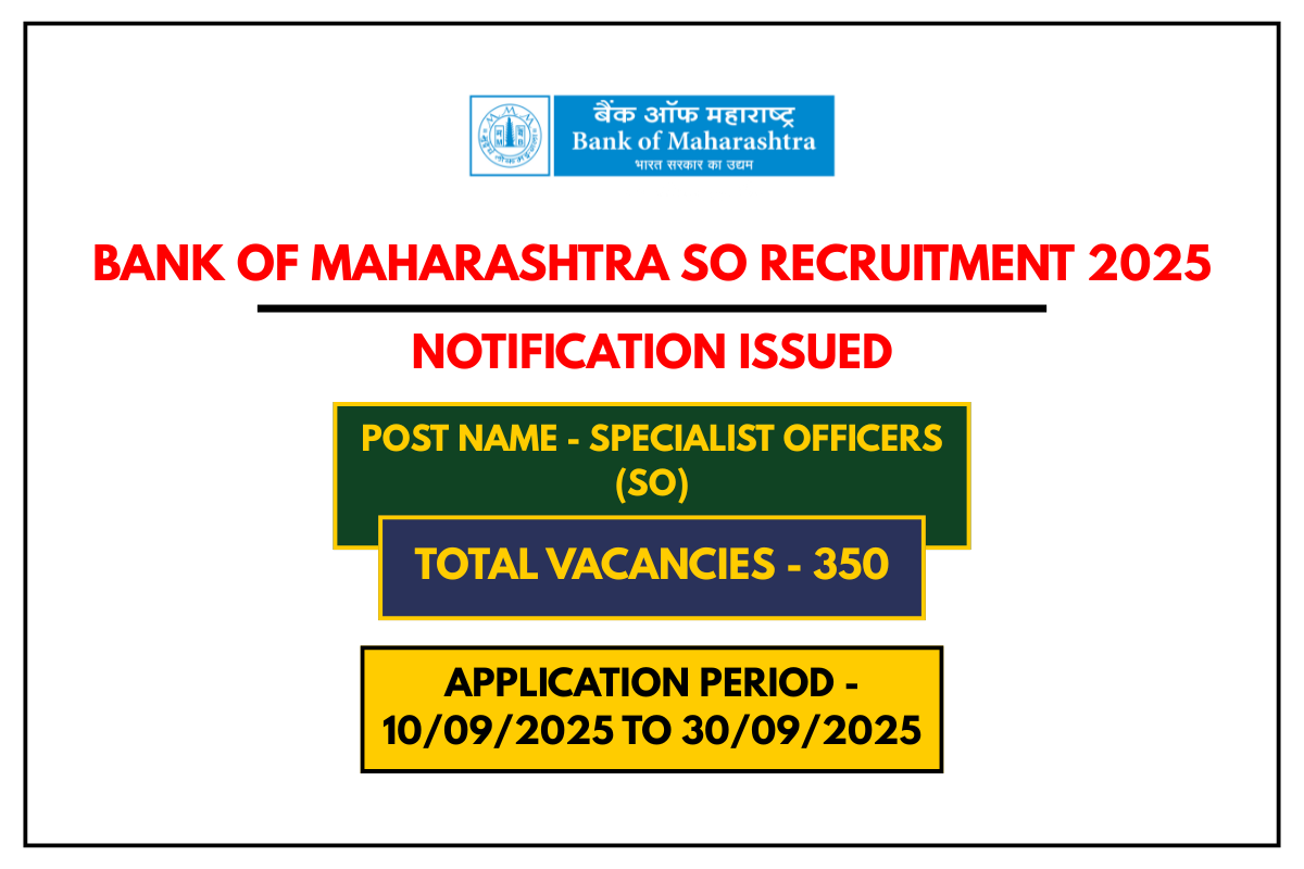 Bank of Maharashtra SO Recruitment 2025 – Apply Online for Specialist Officer Posts
