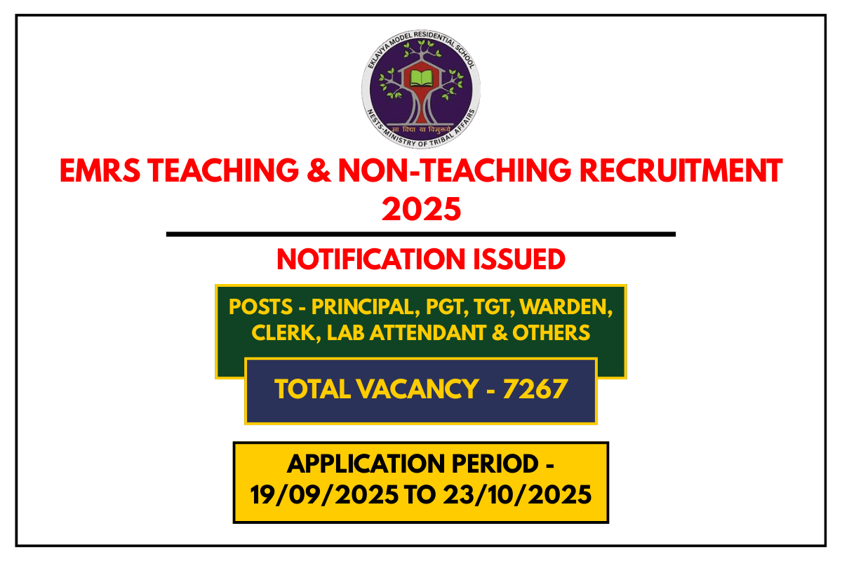 EMRS Teaching & Non-Teaching Recruitment 2025 – Apply for 7267 Posts