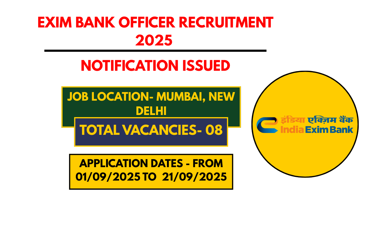 EXIM Bank Officer Recruitment 2025 - Apply Now for 08 Vacancies