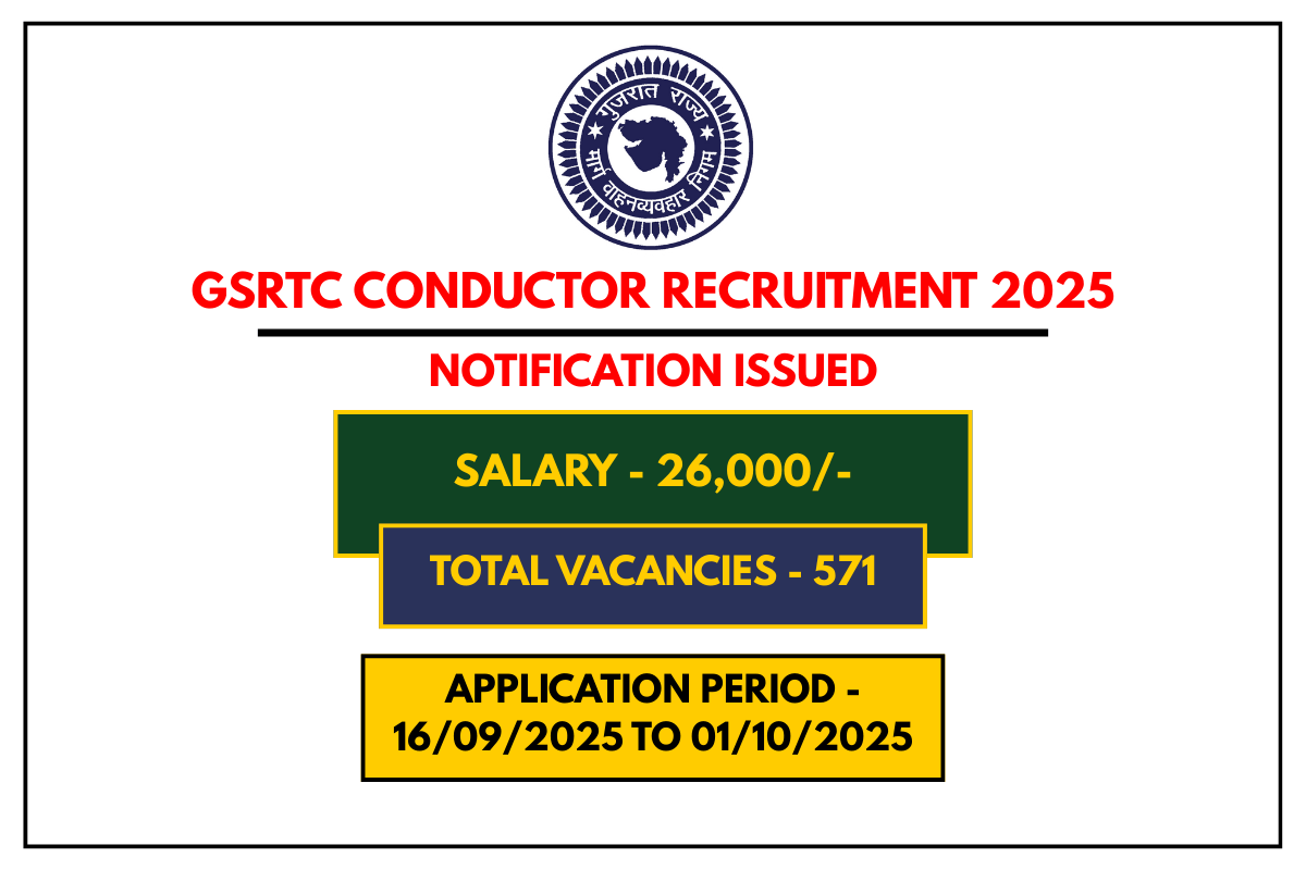 GSRTC Conductor Recruitment 2025 Apply Online for 571 Posts