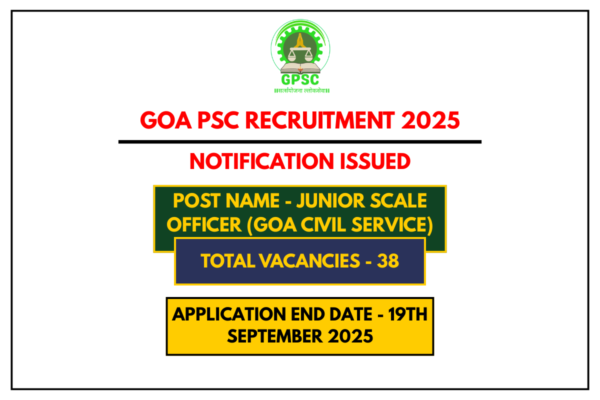 Goa PSC Recruitment 2025 38 Junior Scale Officer Posts