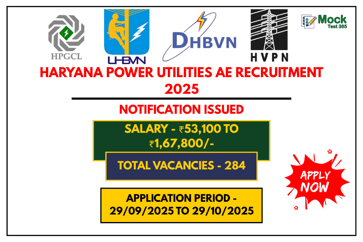 Haryana Power Utilities AE Recruitment 2025 – 284 Vacancies, Apply Online Now