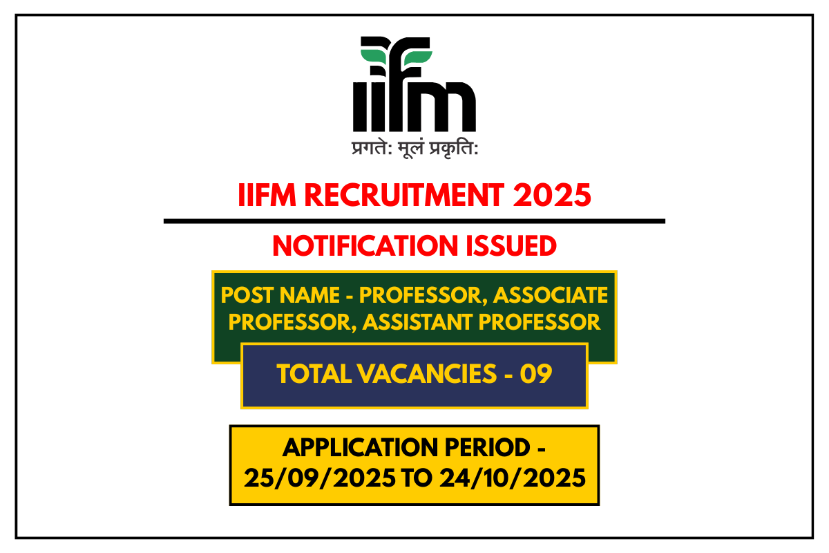 IIFM Recruitment 2025 Apply Online for 09 Faculty Posts (Last Date 24th October)
