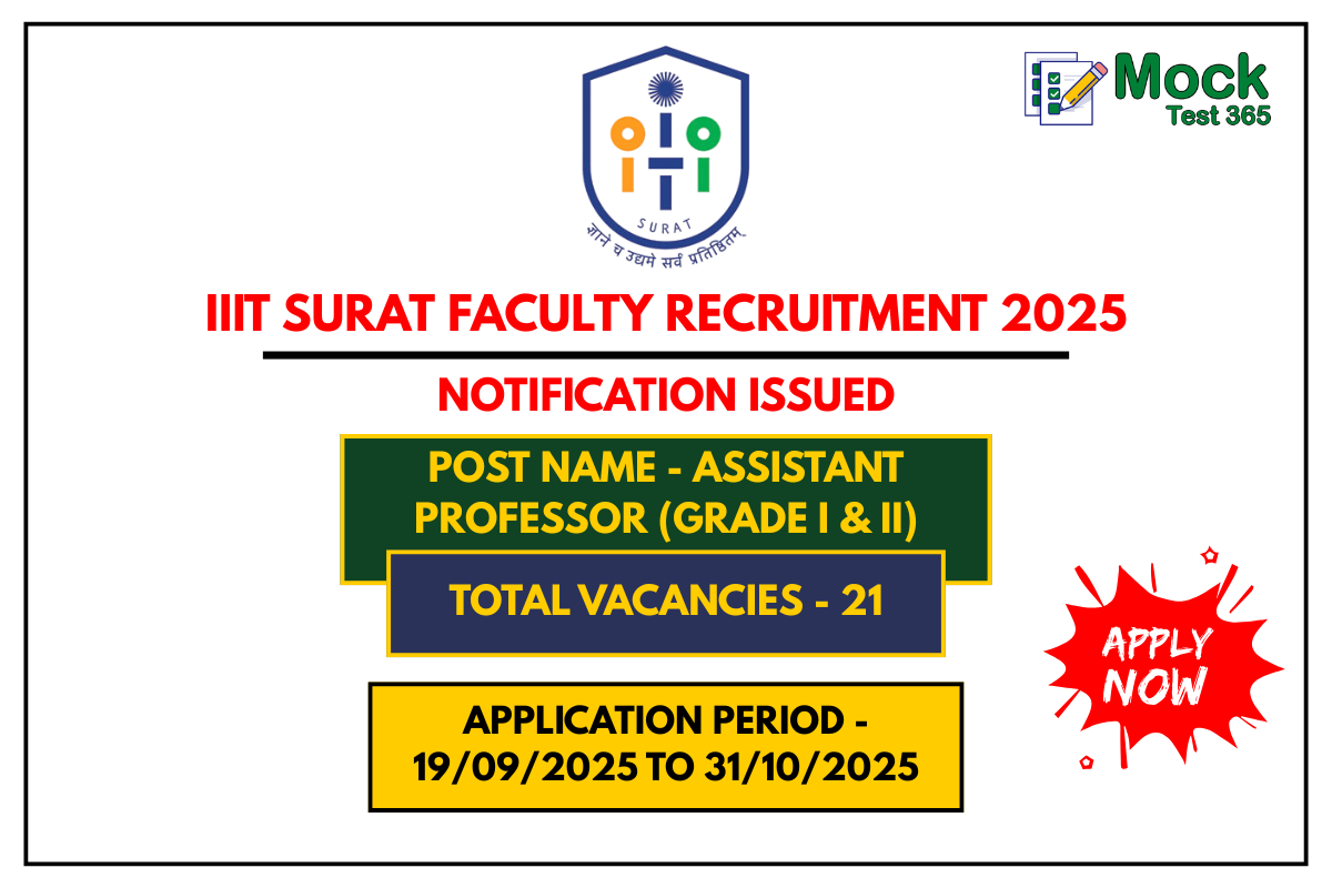 IIIT Surat Faculty Recruitment 2025 – Apply Online for 21 Assistant Professor Posts