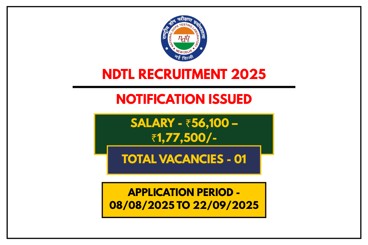 NDTL Recruitment 2025 – Apply Online for Scientist B Post