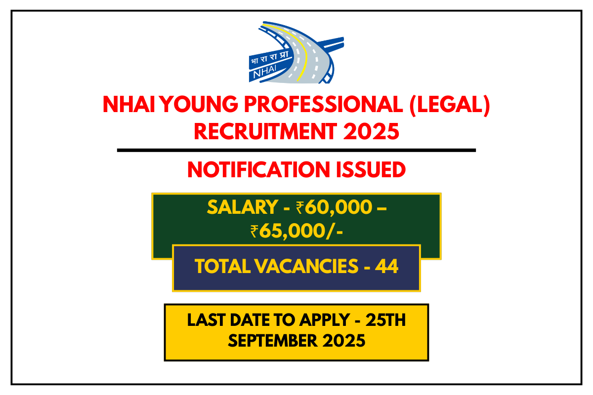 NHAI Young Professional (Legal) Recruitment 2025 – 44 Vacancies, Eligibility, and How to Apply
