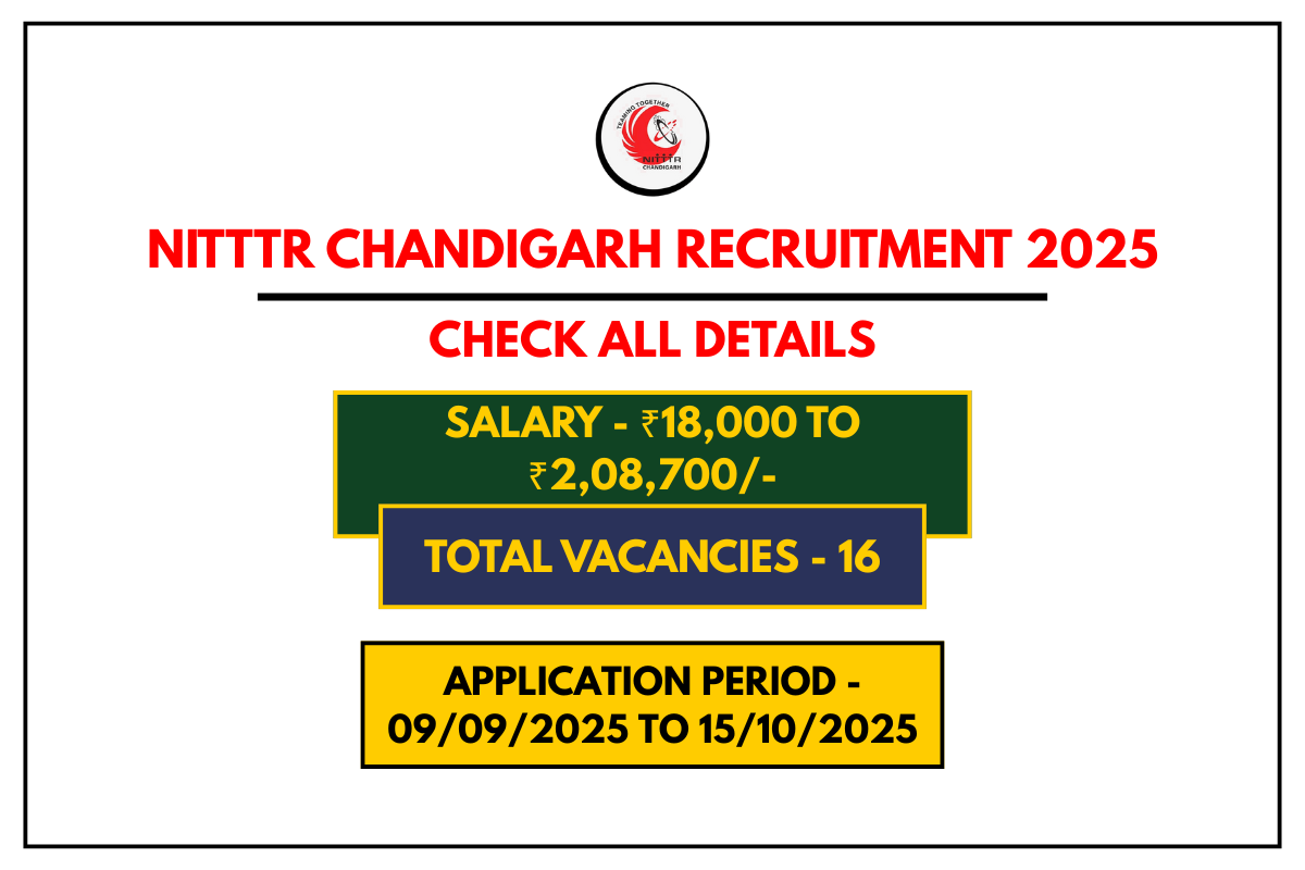 NITTTR Chandigarh Recruitment 2025 – Apply Online for 16 Group A, B & C Posts