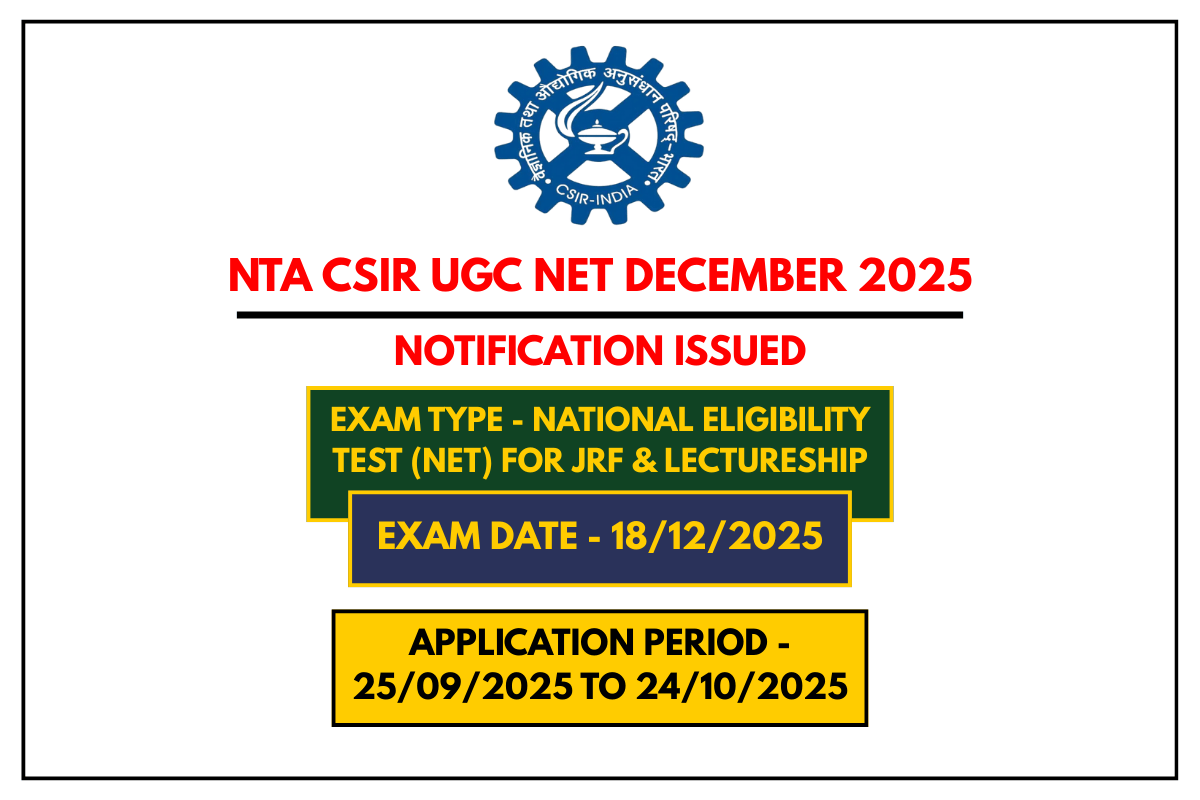NTA CSIR UGC NET December 2025 Apply Online, Eligibility, Fees, Last Date