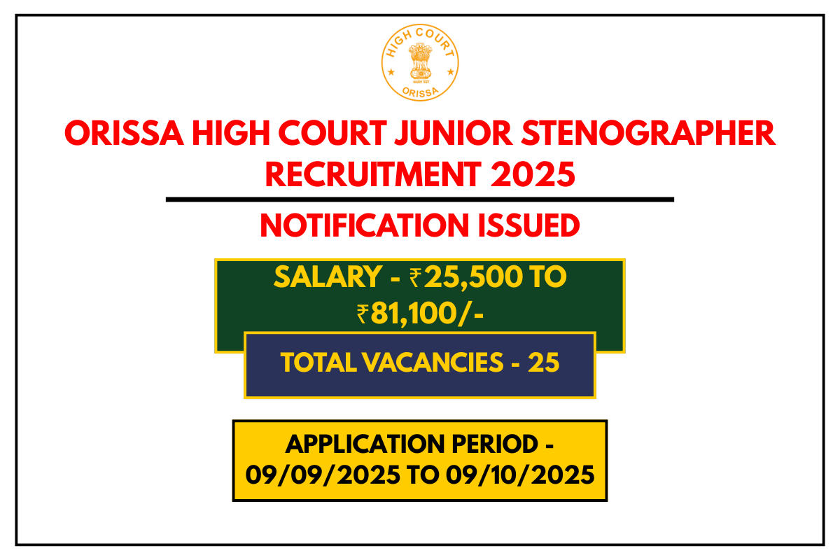 Orissa High Court Junior Stenographer Recruitment 2025 – Full Details