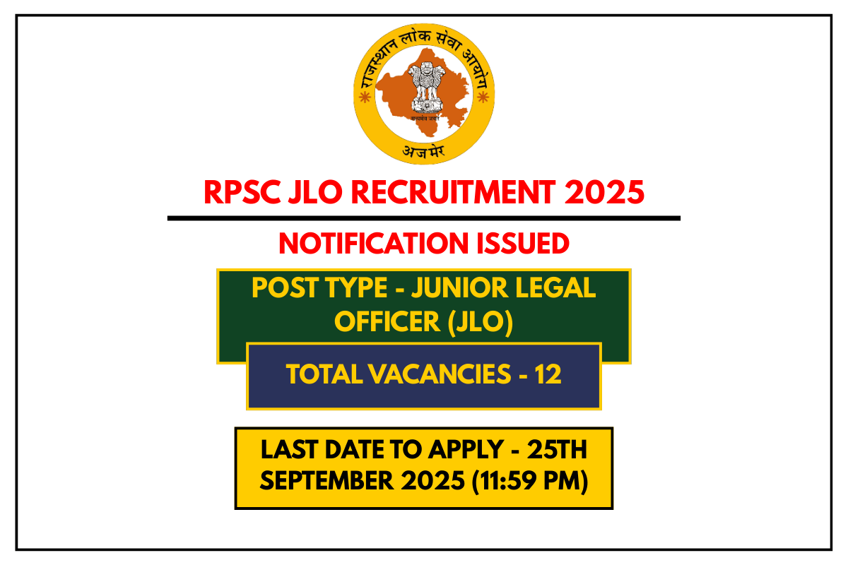 RPSC JLO Recruitment 2025 Apply Online for 12 Junior Legal Officer Vacancies