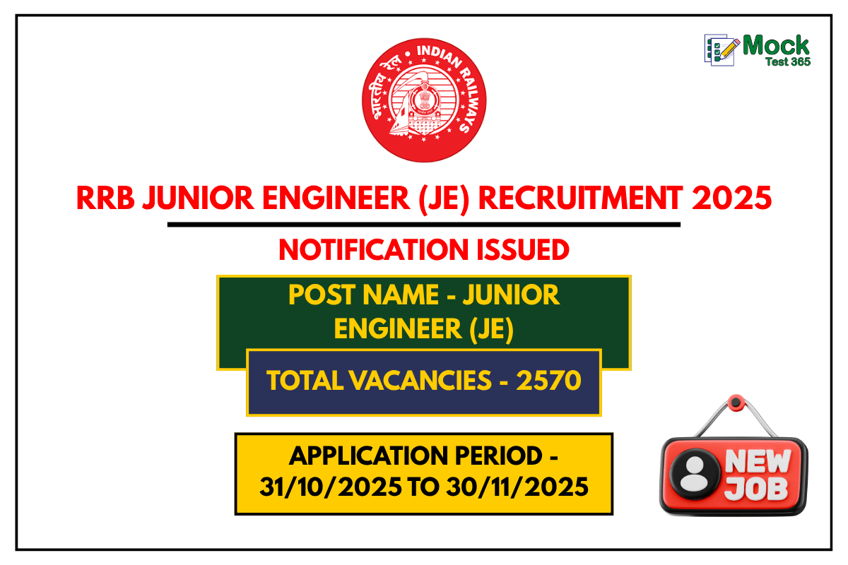 RRB Junior Engineer (JE) Recruitment 2025 – Apply Online for 2570 Posts