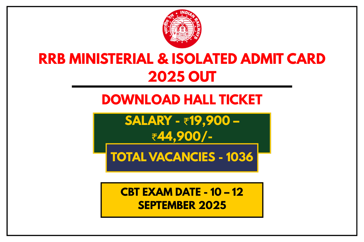 RRB Ministerial & Isolated Admit Card 2025 Out Exam Date, City Intimation & Hall Ticket Download