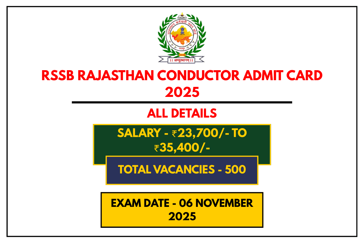 RSSB Rajasthan Conductor Admit Card 2025 – Download Link, Exam Date, and Hall Ticket Details