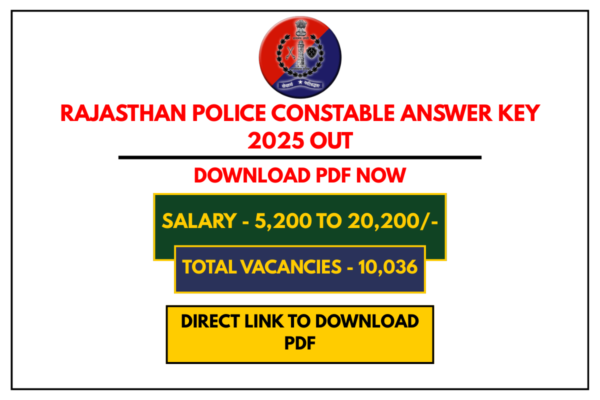 Rajasthan Police Constable Answer Key 2025 Out – Download PDF Now