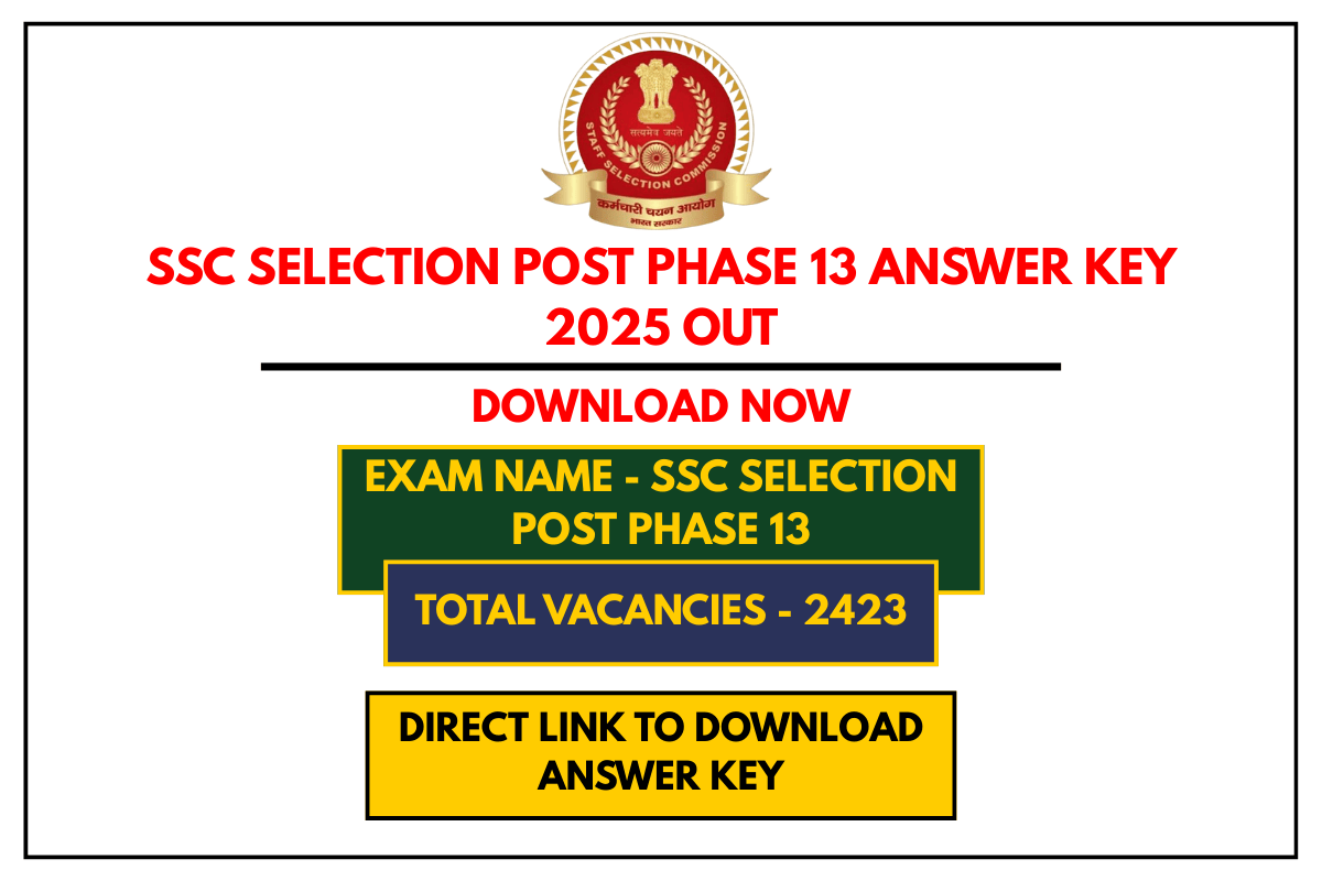 SSC Selection Post Phase 13 Answer Key 2025 OUT – Download Now, Raise Objection