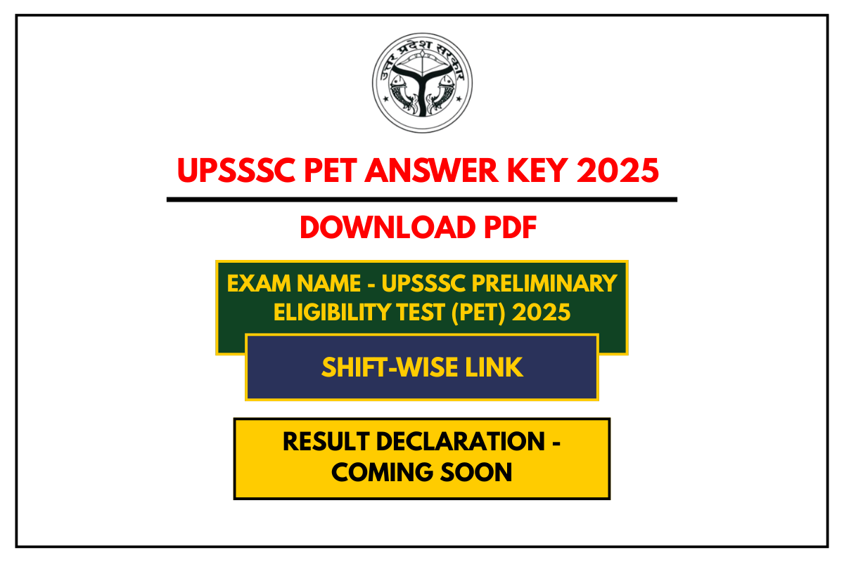 UPSSSC PET Answer Key 2025 PDF Download – Shift-Wise Link, Dates & Details