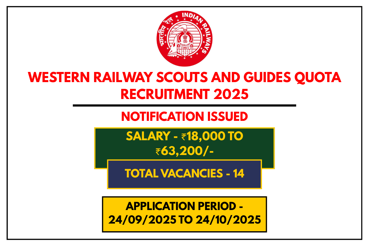 Western Railway Scouts and Guides Quota Recruitment 2025 – Apply Online for 14 Vacancies
