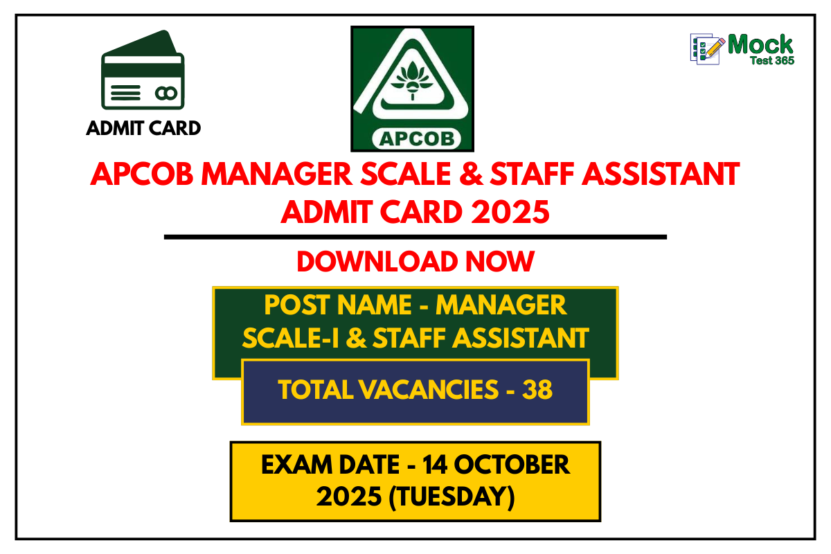 APCOB Manager Scale & Staff Assistant Admit Card 2025 Download Link, Exam Date & Hall Ticket Details