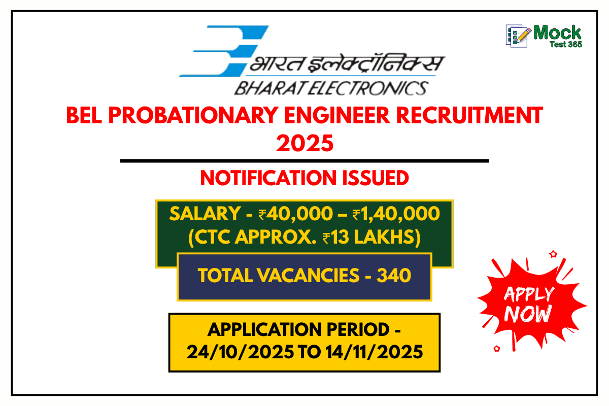 BEL Probationary Engineer Recruitment 2025 – Apply Online for 340 Posts