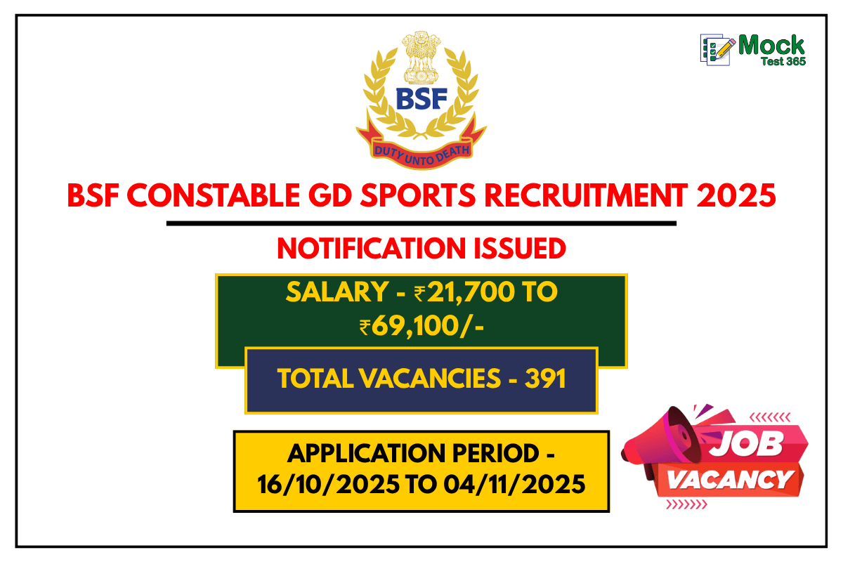 BSF Constable GD Sports Recruitment 2025 391 Posts – Apply Online Now