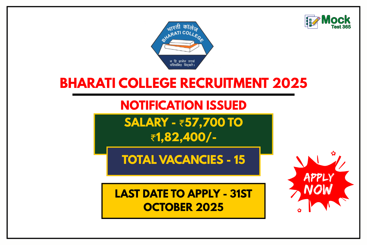 Bharati College Recruitment 2025 Apply Online for 15 Assistant Professor Posts