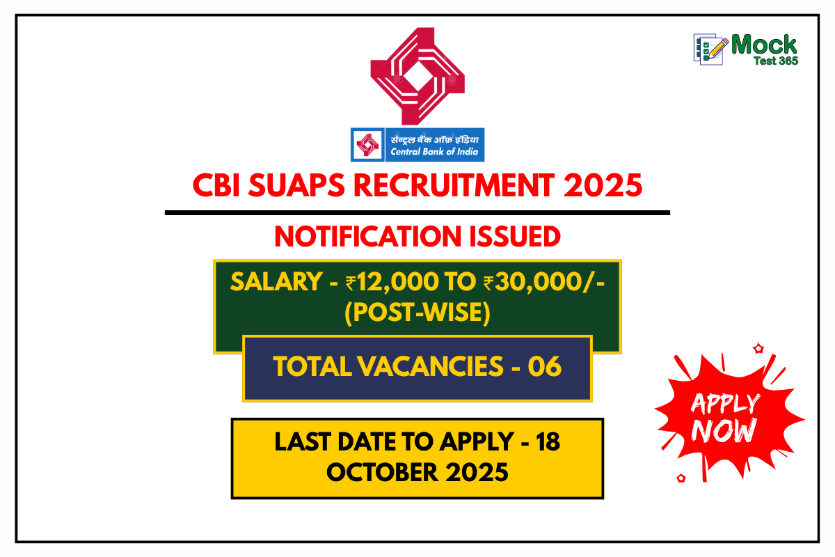 CBI SUAPS Recruitment 2025 – Apply for Faculty, Office Assistant, Attender & Watchman Posts