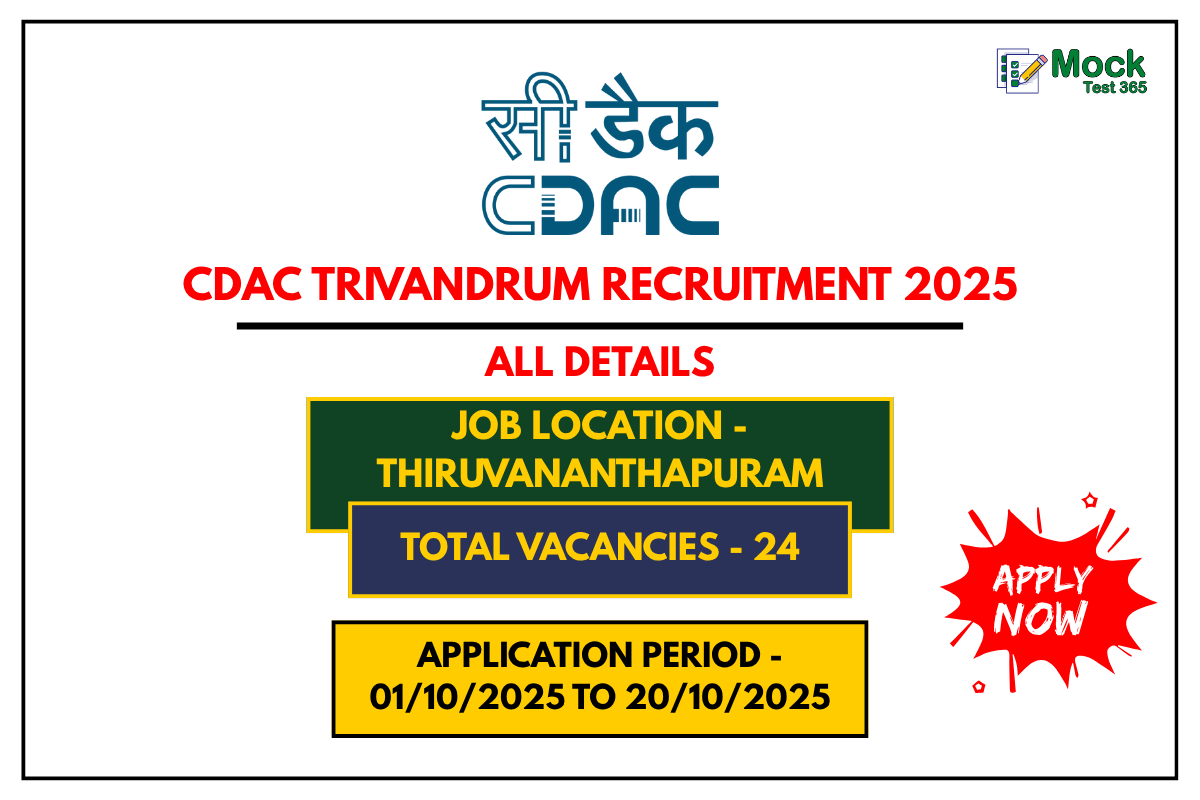 CDAC Trivandrum Recruitment 2025 Apply Online for 65 Posts Last Date 20th October