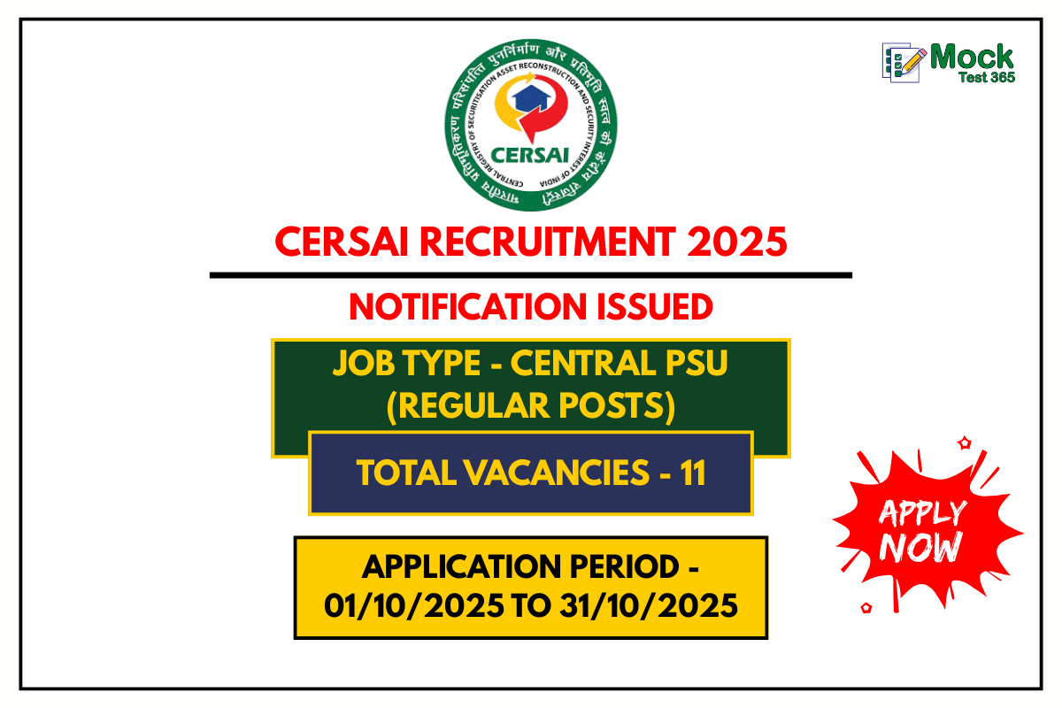 CERSAI Recruitment 2025 Apply Online for 11 Managerial Posts