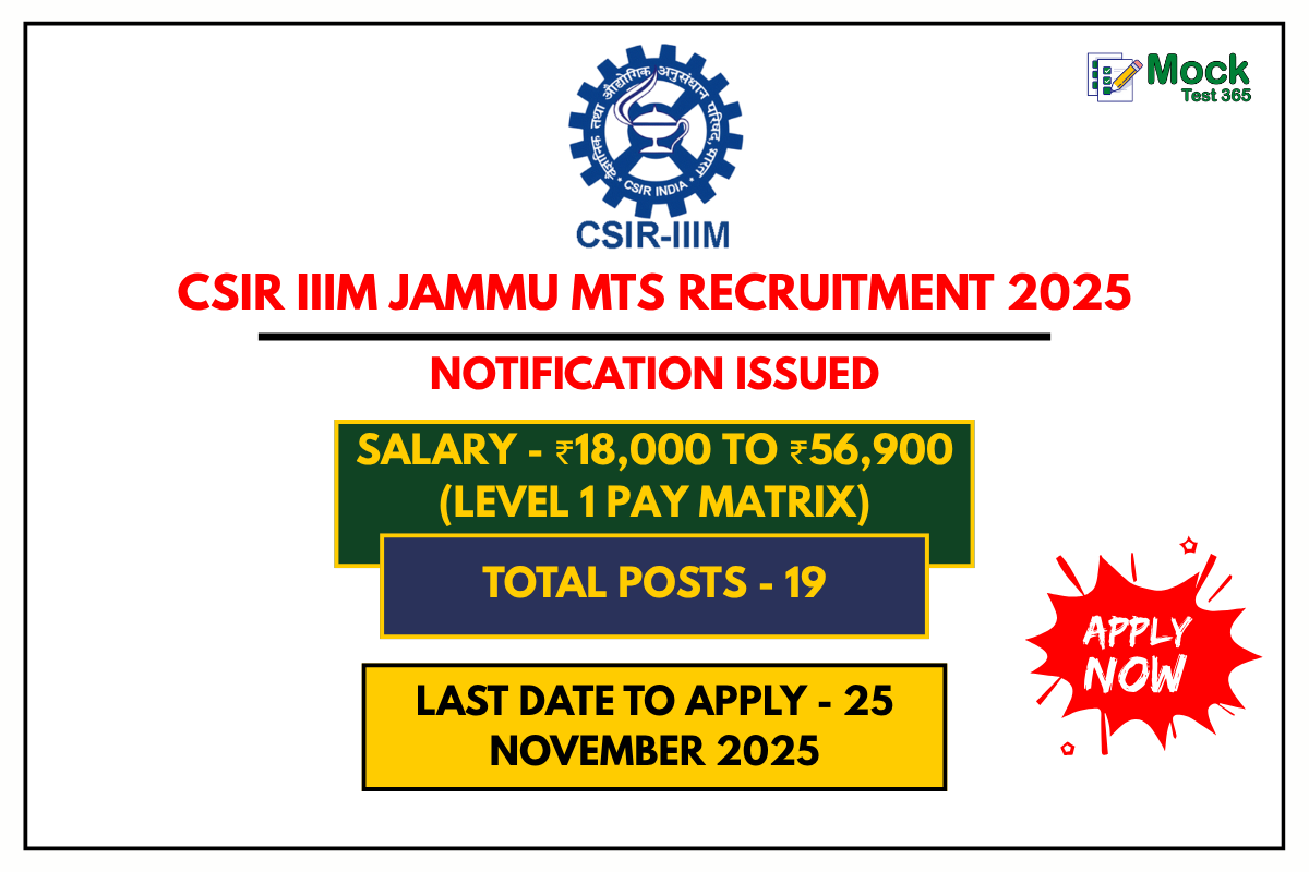 CSIR IIIM Jammu MTS Recruitment 2025 – Apply Online for 19 Multi-Tasking Staff Posts