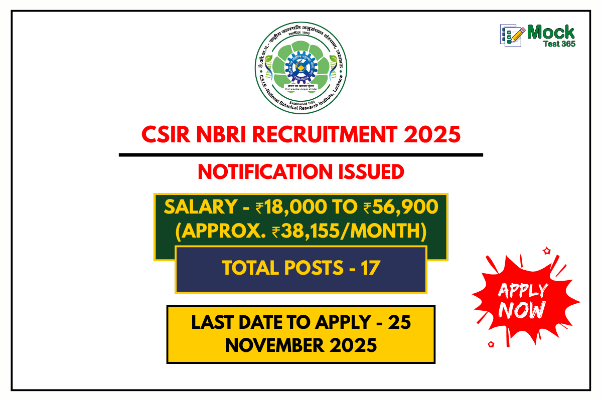 CSIR NBRI Recruitment 2025 – Apply Online for 17 MTS Vacancies in Lucknow