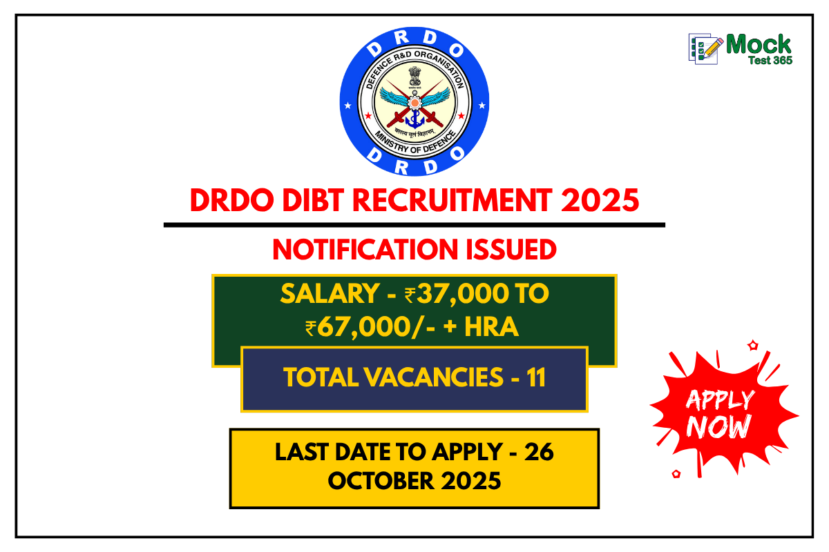 DRDO DIBT Recruitment 2025 – Apply for 11 Research Associate & JRF Posts