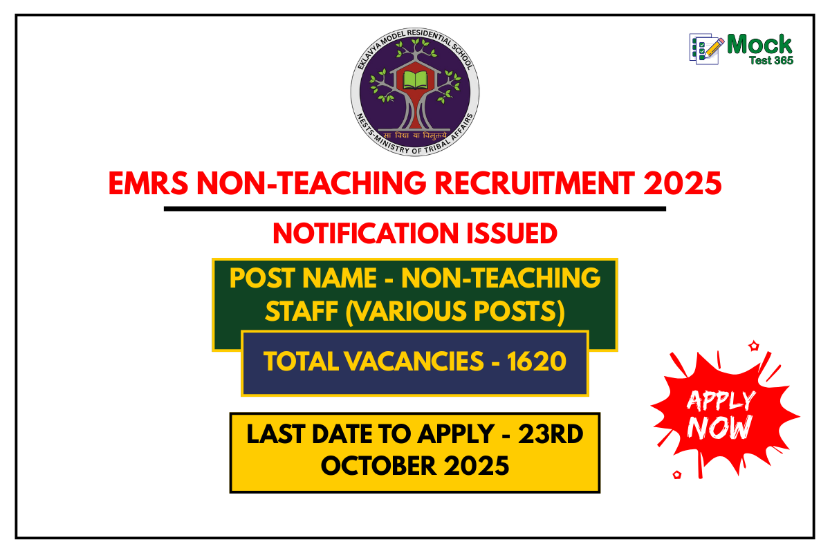 EMRS Non-Teaching Recruitment 2025 – Apply Online for 1620 Vacancies (Last Date 23rd October)
