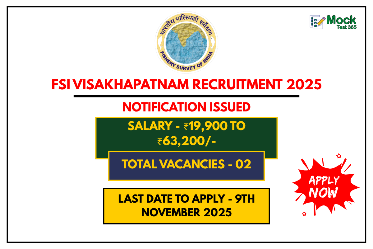 FSI Visakhapatnam Recruitment 2025 Apply for 02 Machinist Posts