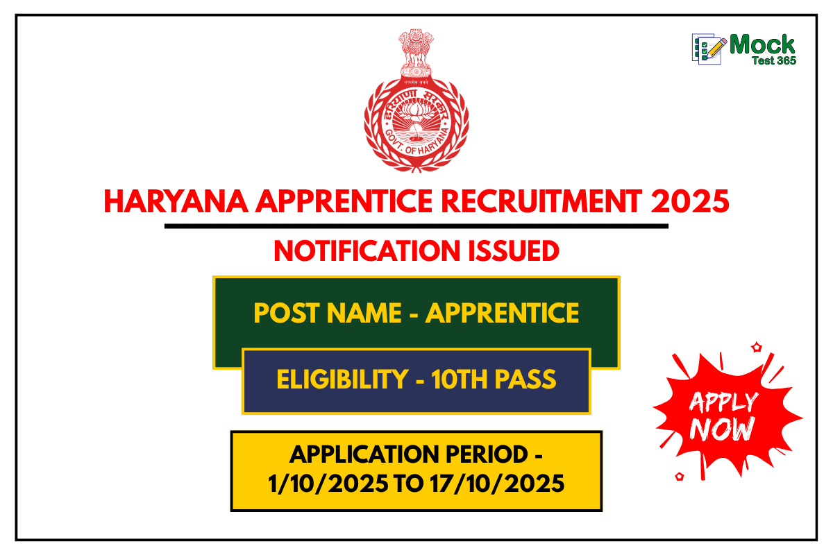 Haryana Apprentice Recruitment 2025 Apply for Various Posts
