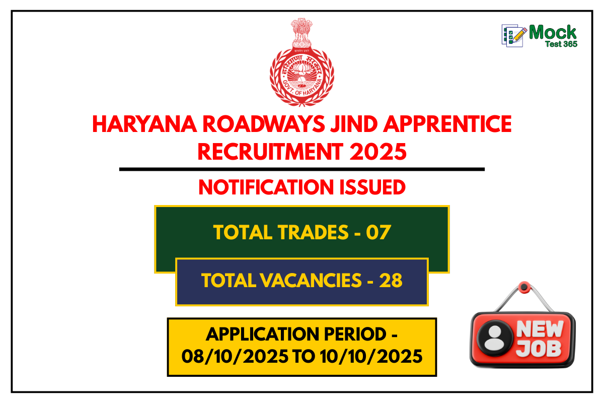 Haryana Roadways Jind Apprentice Recruitment 2025 Notification Out for Various Trade Posts