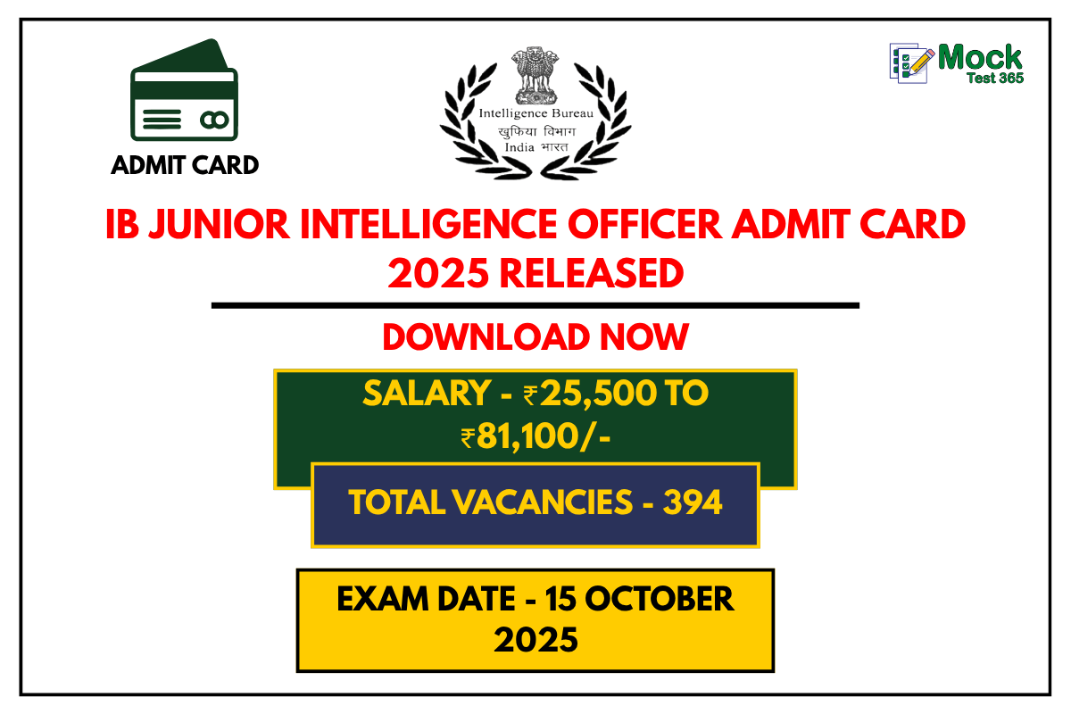 IB Junior Intelligence Officer Admit Card 2025 Released – Download Now