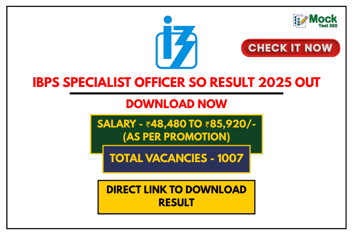 IBPS Specialist Officer SO Result 2025 Out – Download Prelims Scorecard