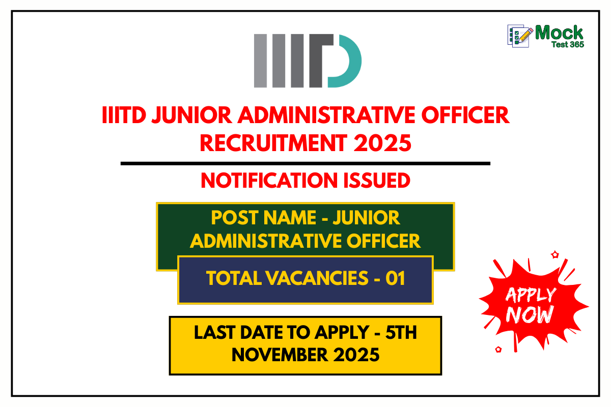 IIITD Junior Administrative Officer Recruitment 2025 – Apply Online for OBC Reserved Post