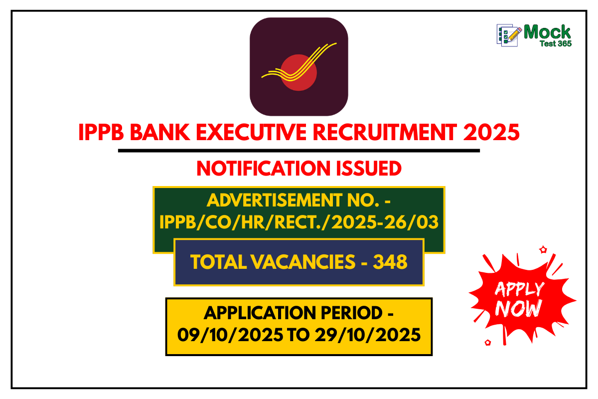 IPPB Bank Executive Recruitment 2025 Apply Online for 348 Posts