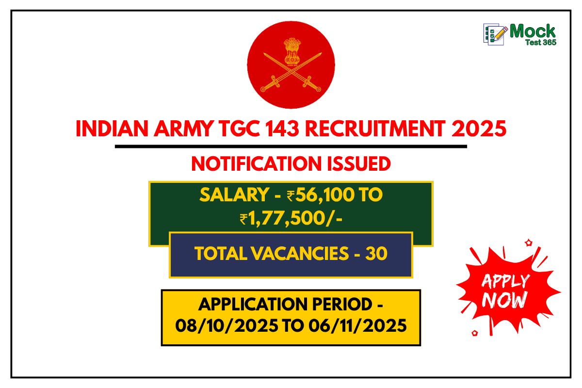 Indian Army TGC 143 Recruitment 2025 Apply Online for 30 Engineering Posts