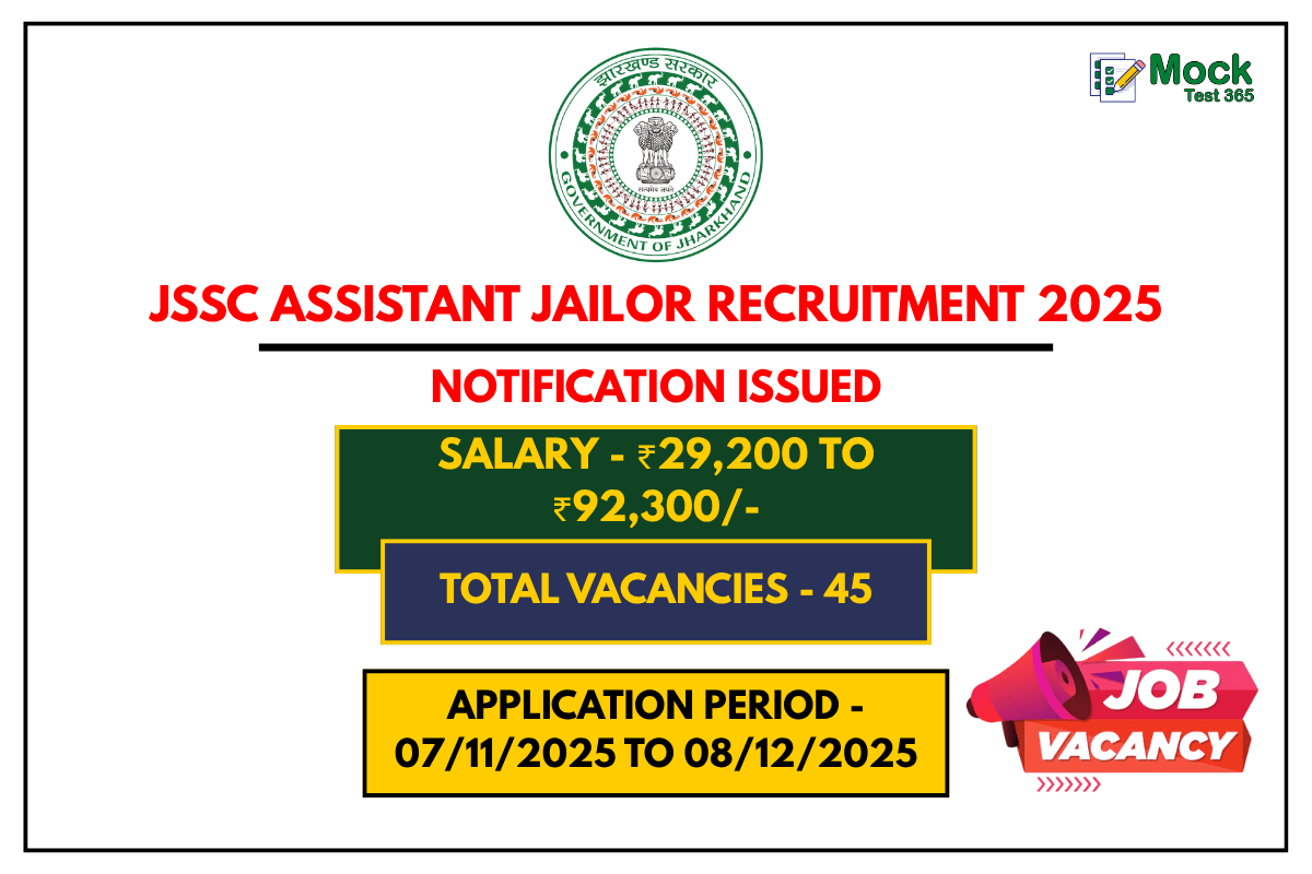 JSSC Assistant Jailor Recruitment 2025 Apply Online for 45 Vacancies