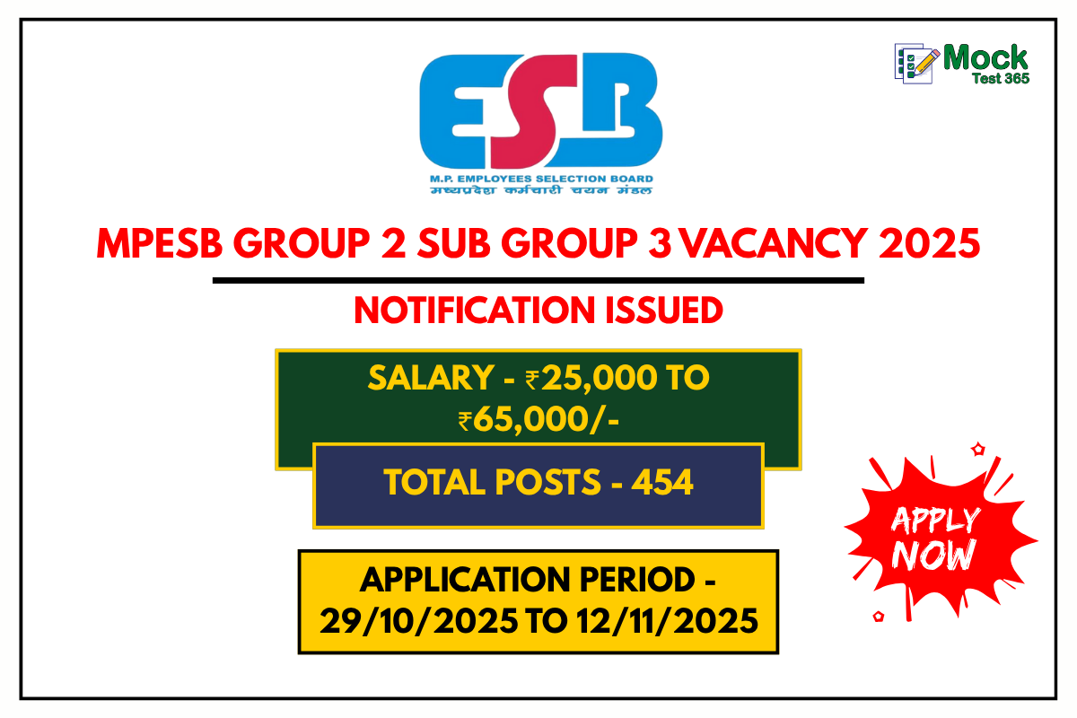 MPESB Group 2 Sub Group 3 Vacancy 2025 Apply Online for 454 Posts