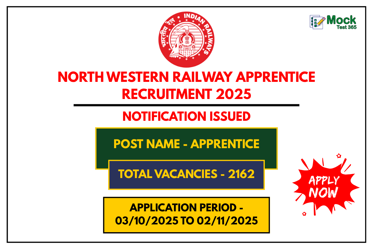North Western Railway Apprentice Recruitment 2025 Apply Online for 2162 Posts