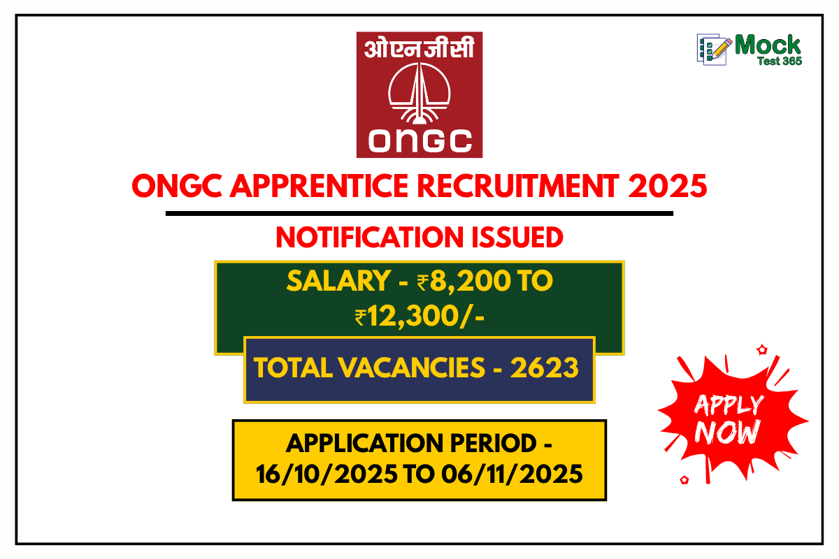 ONGC Apprentice Recruitment 2025 Apply Online for 2623 Posts