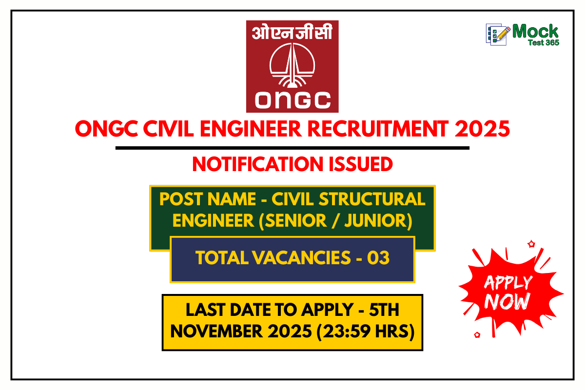 ONGC Civil Engineer Recruitment 2025 – Apply Online for 3 Civil Structural Engineer Posts