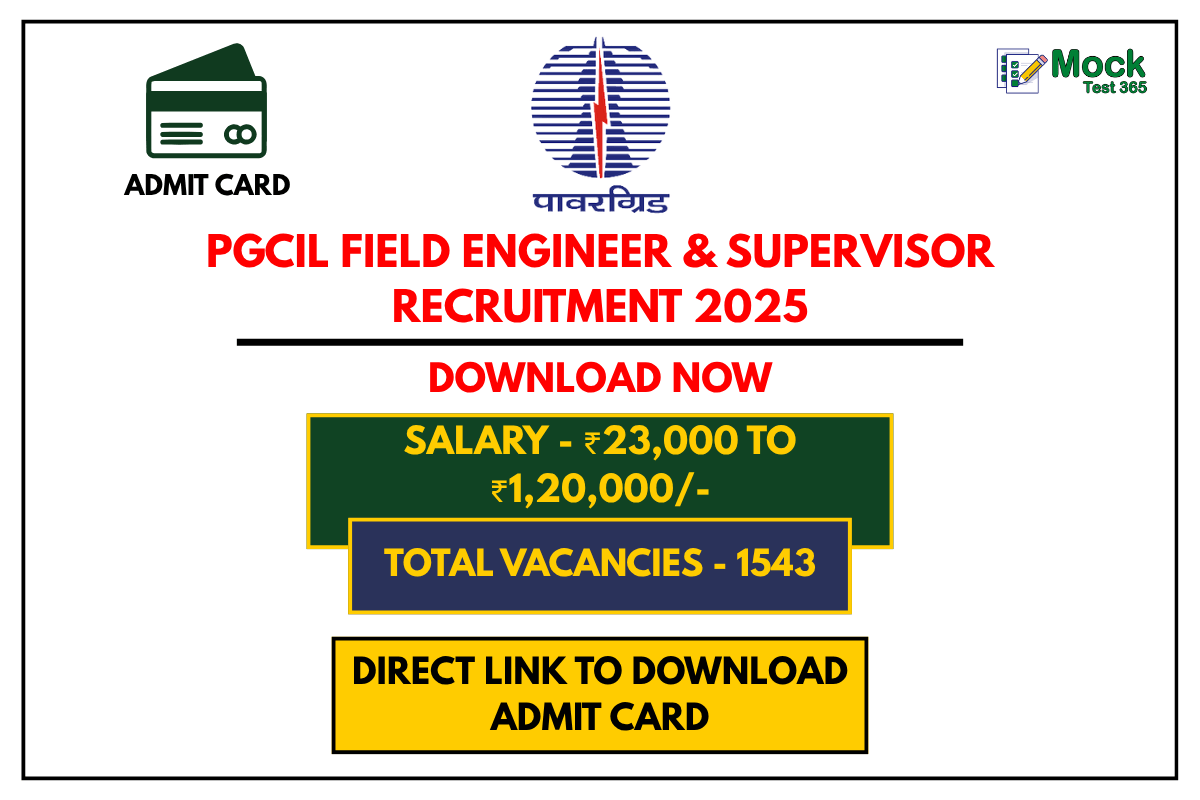 PGCIL Field Engineer & Supervisor Recruitment 2025 Admit Card Out for 1543 Posts